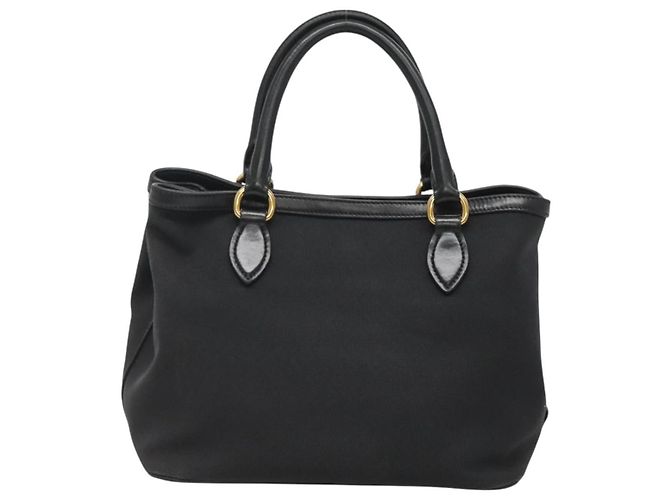 PRADA Borsa a mano in tela 2 vie Nero Oro Auth 125699 D'oro - vista 2