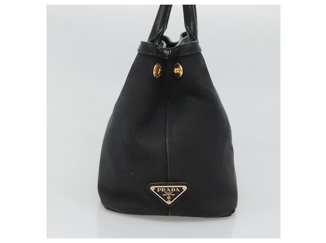 PRADA Borsa a mano in tela 2 vie Nero Oro Auth 125699 D'oro - vista 3