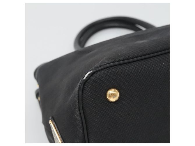 PRADA Borsa a mano in tela 2 vie Nero Oro Auth 125699 D'oro - vista 9