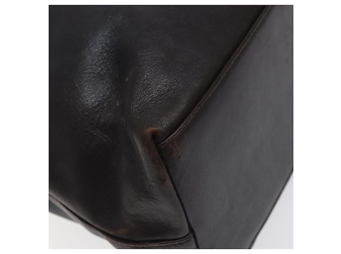 Borsa a mano in pelle GUCCI Bamboo 2 vie marrone scuro oro Auth 121135 D'oro - vista 17