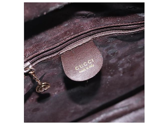 Borsa a mano in pelle GUCCI Bamboo 2 vie marrone scuro oro Auth 121135 D'oro - vista 18