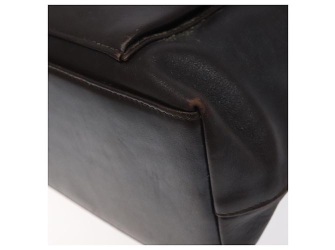 Borsa a mano in pelle GUCCI Bamboo 2 vie marrone scuro oro Auth 121135 D'oro - vista 8