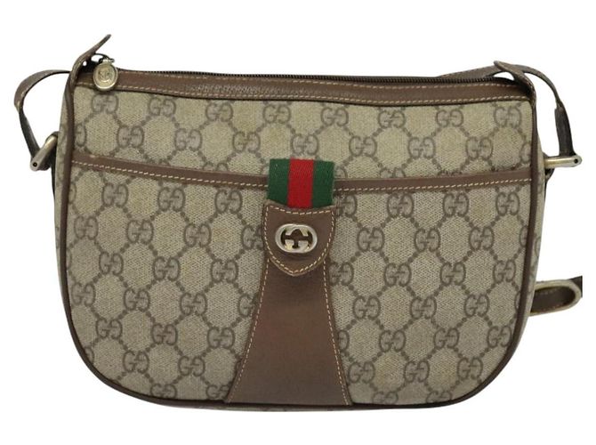 GUCCI GG Supreme Web Sherry Line Borsa PVC Beige Oro 89 02 032 Auth ep9229 D'oro - vista 13