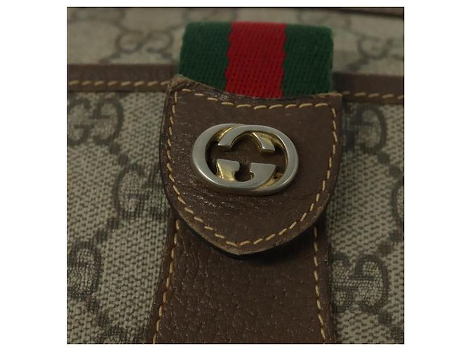 GUCCI GG Supreme Web Sherry Line Borsa PVC Beige Oro 89 02 032 Auth ep9229 D'oro - vista 17