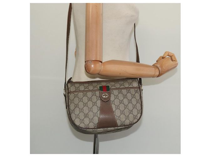 GUCCI GG Supreme Web Sherry Line Borsa PVC Beige Oro 89 02 032 Auth ep9229 D'oro - vista 22