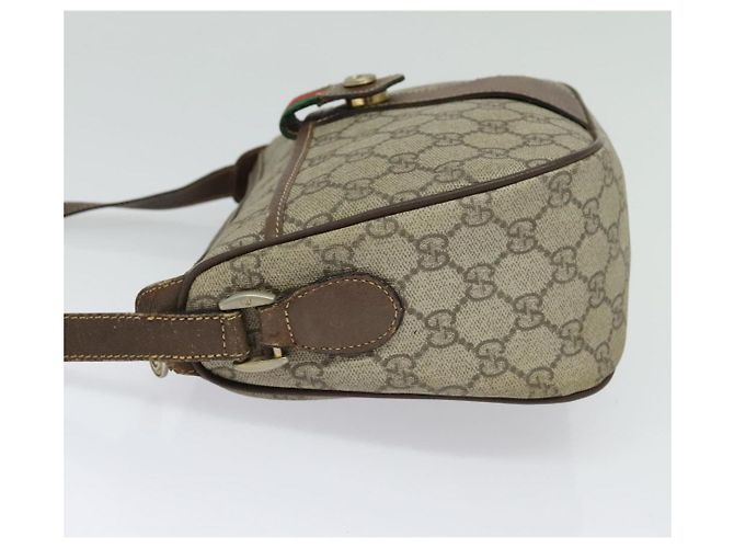 GUCCI GG Supreme Web Sherry Line Borsa PVC Beige Oro 89 02 032 Auth ep9229 D'oro - vista 3