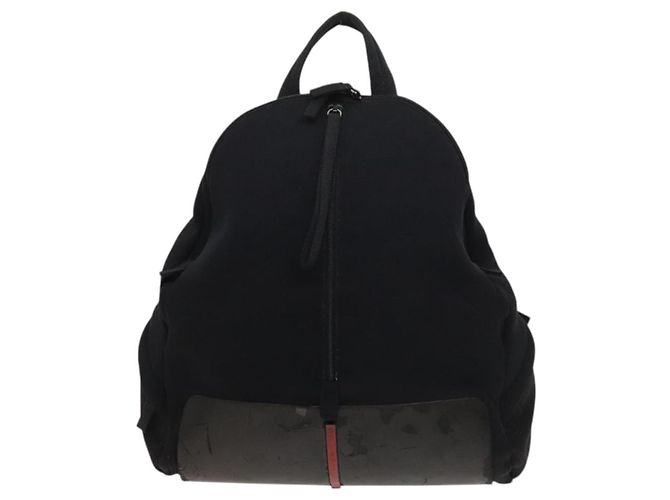 PRADA Sport-Rucksack aus schwarzer Baumwolle mit silberner Authentizität bs26584 - Ansicht 13