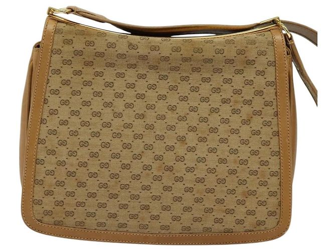 Gucci Borsa a spalla Micro GG in tela beige e oro Auth BA3245 D'oro - vista 2