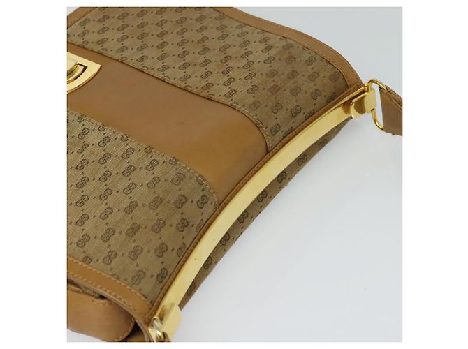 Gucci Borsa a spalla Micro GG in tela beige e oro Auth BA3245 D'oro - vista 6