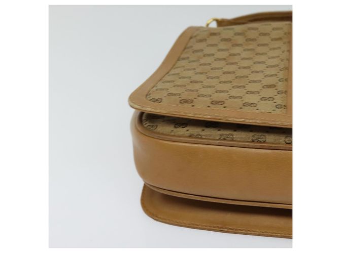 Gucci Borsa a spalla Micro GG in tela beige e oro Auth BA3245 D'oro - vista 9