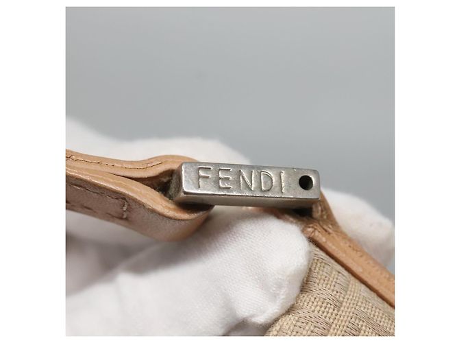 FENDI Zucchino Canvas Handtasche aus Nylon Beige Silber Authentisch bs26890 - Ansicht 10