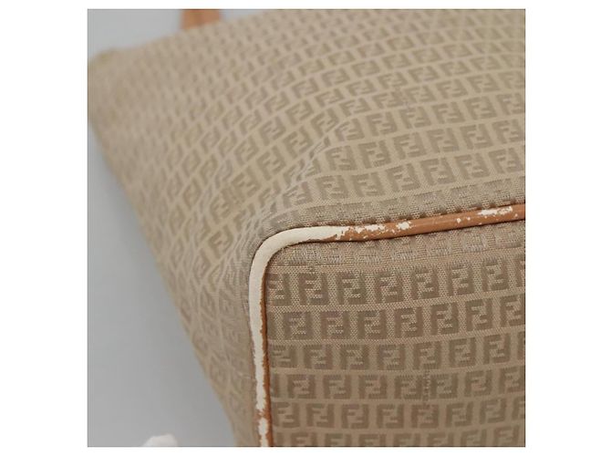 FENDI Zucchino Canvas Handtasche aus Nylon Beige Silber Authentisch bs26890 - Ansicht 14