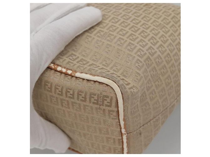 FENDI Zucchino Canvas Handtasche aus Nylon Beige Silber Authentisch bs26890 - Ansicht 15
