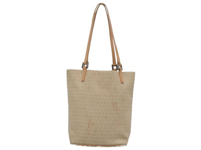 FENDI Zucchino Canvas Handtasche aus Nylon Beige Silber Authentisch bs26890 - Ansicht 2