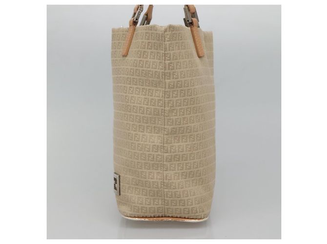 FENDI Zucchino Canvas Handtasche aus Nylon Beige Silber Authentisch bs26890 - Ansicht 4