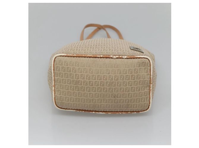 FENDI Zucchino Canvas Handtasche aus Nylon Beige Silber Authentisch bs26890 - Ansicht 5
