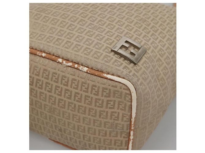 FENDI Zucchino Canvas Handtasche aus Nylon Beige Silber Authentisch bs26890 - Ansicht 9