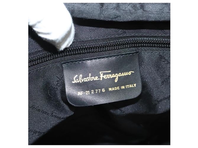 Borsa a mano Gancini in tela blu navy oro Auth BA3244 di Salvatore Ferragamo - vista 12