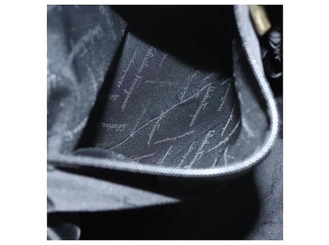Borsa a mano Gancini in tela blu navy oro Auth BA3244 di Salvatore Ferragamo - vista 21