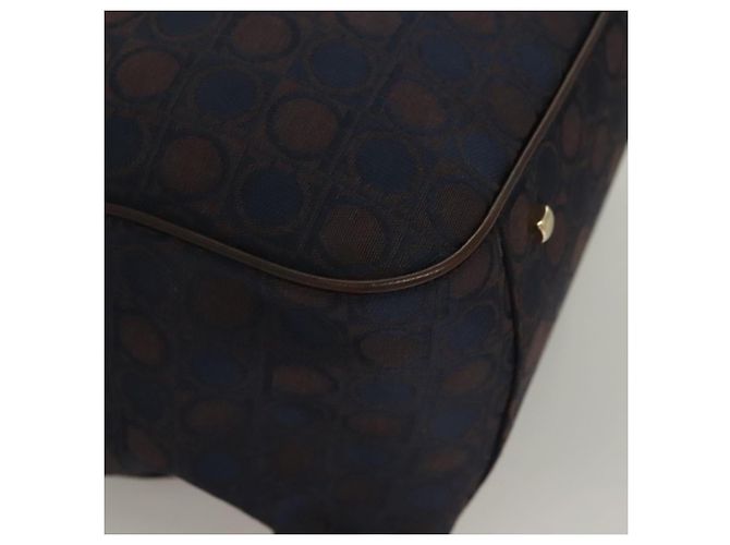 Borsa a mano Gancini in tela blu navy oro Auth BA3244 di Salvatore Ferragamo - vista 9