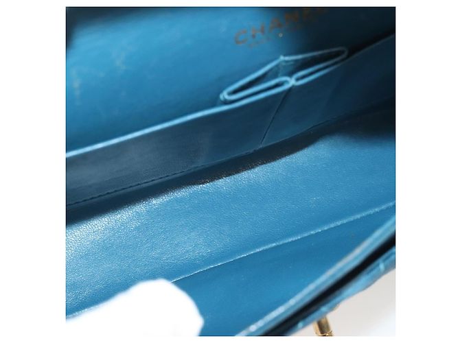 Sac à épaule en toile matelassée Icon Line de CHANEL, bleu marine, doré, CC Auth 127540SV - vue 10