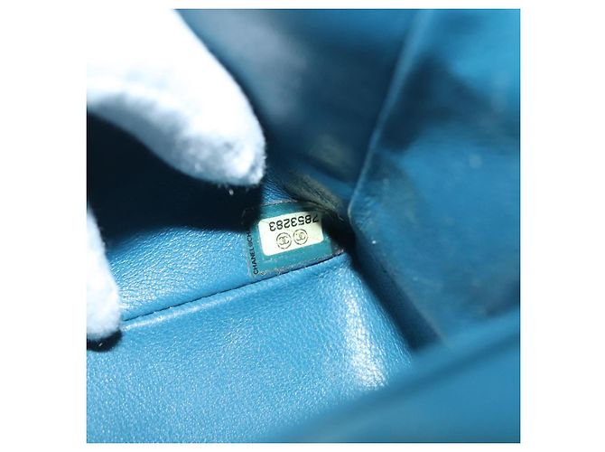 Sac à épaule en toile matelassée Icon Line de CHANEL, bleu marine, doré, CC Auth 127540SV - vue 11