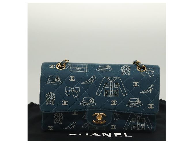 Sac à épaule en toile matelassée Icon Line de CHANEL, bleu marine, doré, CC Auth 127540SV - vue 12