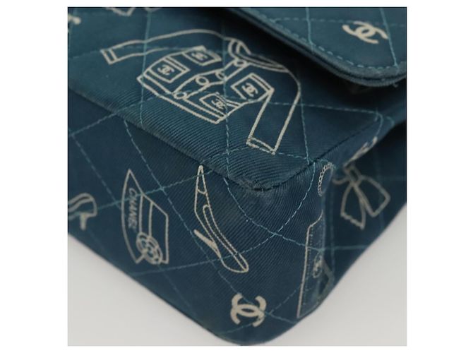 Sac à épaule en toile matelassée Icon Line de CHANEL, bleu marine, doré, CC Auth 127540SV - vue 15