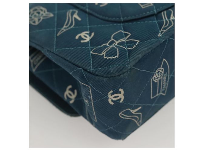 Sac à épaule en toile matelassée Icon Line de CHANEL, bleu marine, doré, CC Auth 127540SV - vue 16