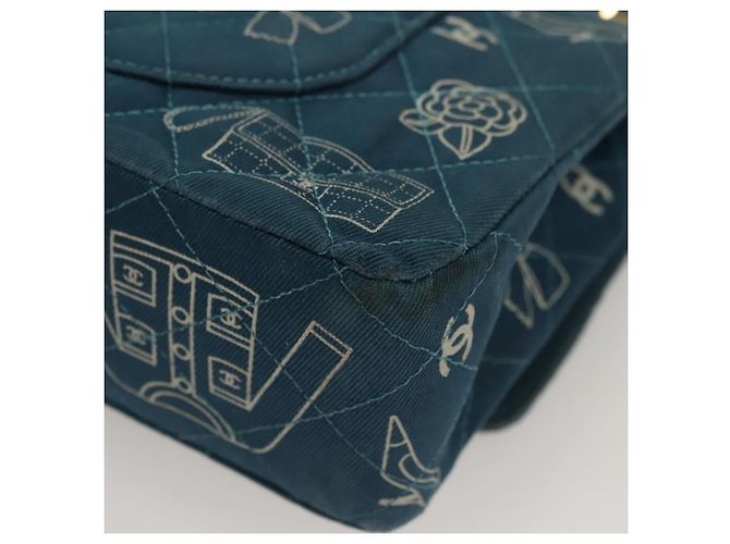 Sac à épaule en toile matelassée Icon Line de CHANEL, bleu marine, doré, CC Auth 127540SV - vue 17
