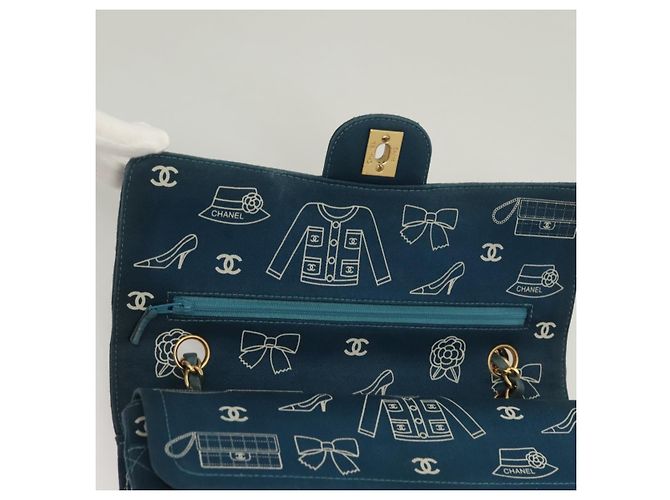 Sac à épaule en toile matelassée Icon Line de CHANEL, bleu marine, doré, CC Auth 127540SV - vue 20