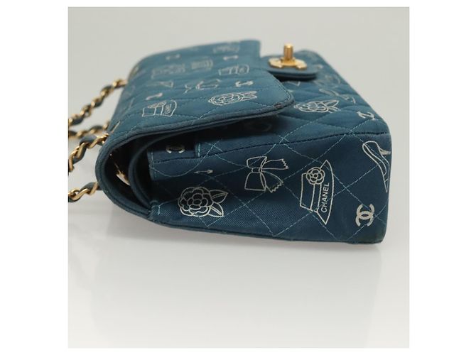 Sac à épaule en toile matelassée Icon Line de CHANEL, bleu marine, doré, CC Auth 127540SV - vue 4
