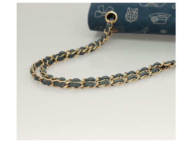 Sac à épaule en toile matelassée Icon Line de CHANEL, bleu marine, doré, CC Auth 127540SV - vue 7