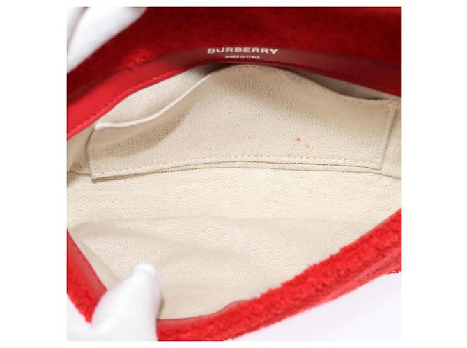 Borsa a spalla Burberry catena pile rossa argento Auth bs26879 Rosso - vista 11