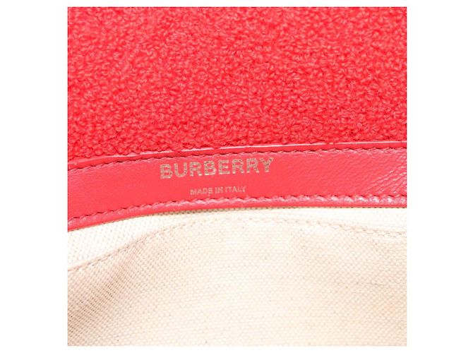 Borsa a spalla Burberry catena pile rossa argento Auth bs26879 Rosso - vista 18