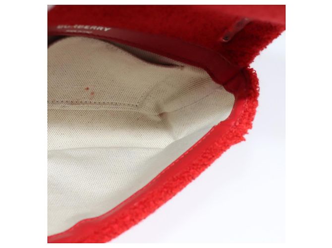 Borsa a spalla Burberry catena pile rossa argento Auth bs26879 Rosso - vista 19