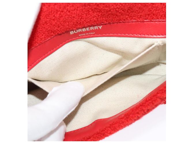 Borsa a spalla Burberry catena pile rossa argento Auth bs26879 Rosso - vista 21