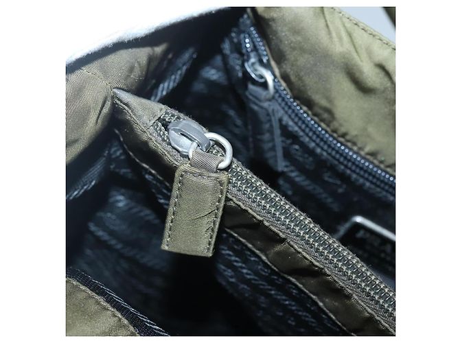 PRADA Hand Bag Nylon Khaki Silver Auth bs26850 Silvery - view 10
