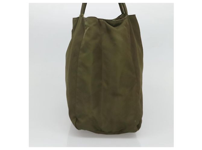 PRADA Hand Bag Nylon Khaki Silver Auth bs26850 Silvery - view 4