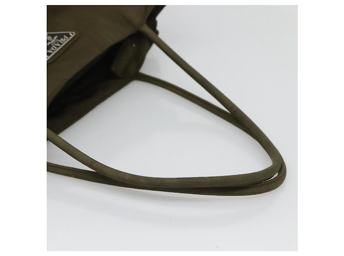 PRADA Hand Bag Nylon Khaki Silver Auth bs26850 Silvery - view 7