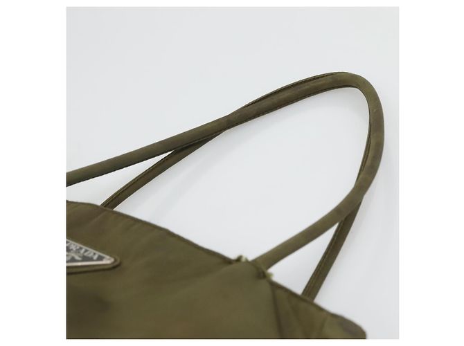 PRADA Hand Bag Nylon Khaki Silver Auth bs26850 Silvery - view 8