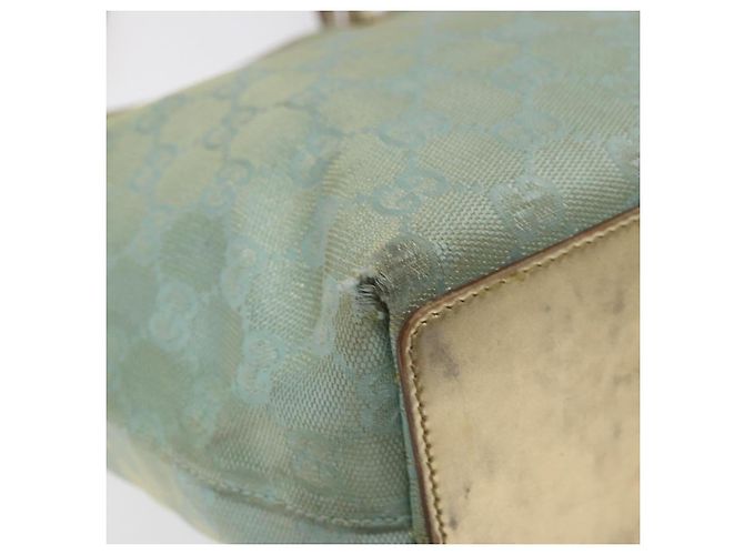 GUCCI GG Canvas Tote Bag Hellblau Gold 002 1099 Auth ti3205 Golden - Ansicht 14