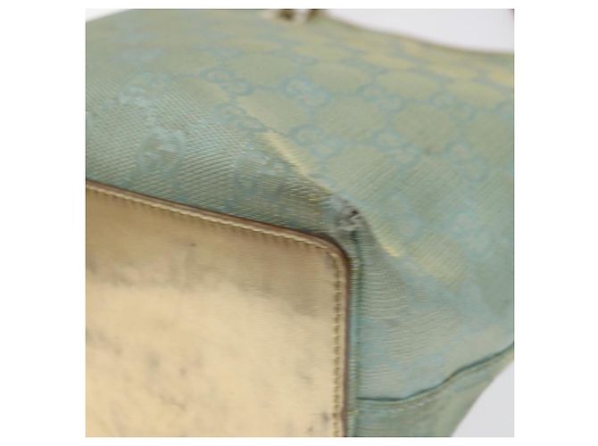 GUCCI GG Canvas Tote Bag Hellblau Gold 002 1099 Auth ti3205 Golden - Ansicht 15