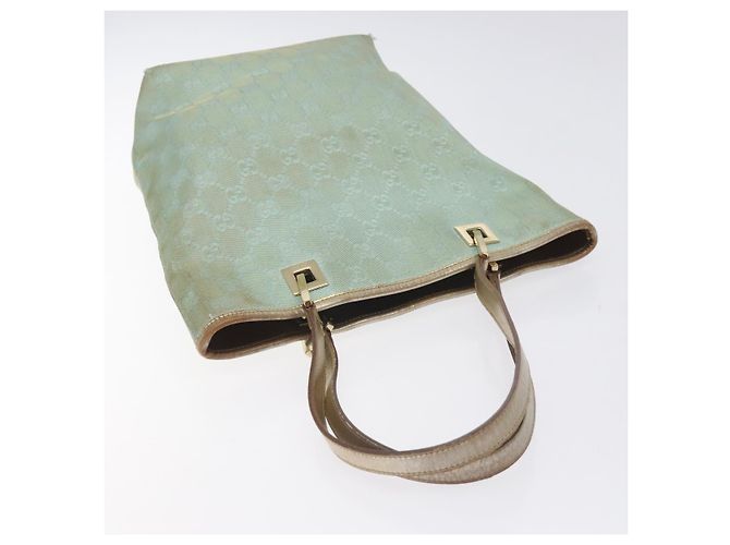 GUCCI GG Canvas Tote Bag Hellblau Gold 002 1099 Auth ti3205 Golden - Ansicht 6