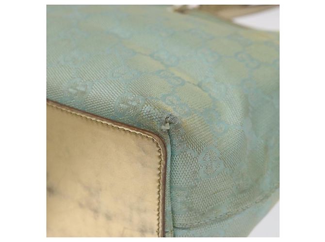 GUCCI GG Canvas Tote Bag Hellblau Gold 002 1099 Auth ti3205 Golden - Ansicht 9