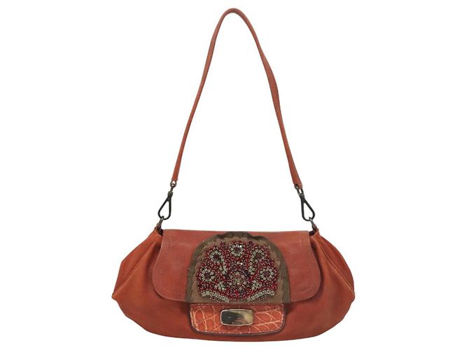 Prada Borsa a spalla in pelle rossa Auth KD264 Rosso - vista 13