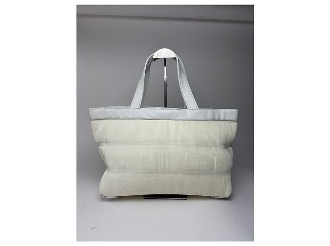 Vintage Issey Miyake Plissee Ledertasche weiß - Ansicht 14