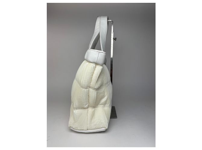 Vintage Issey Miyake Plissee Ledertasche weiß - Ansicht 4