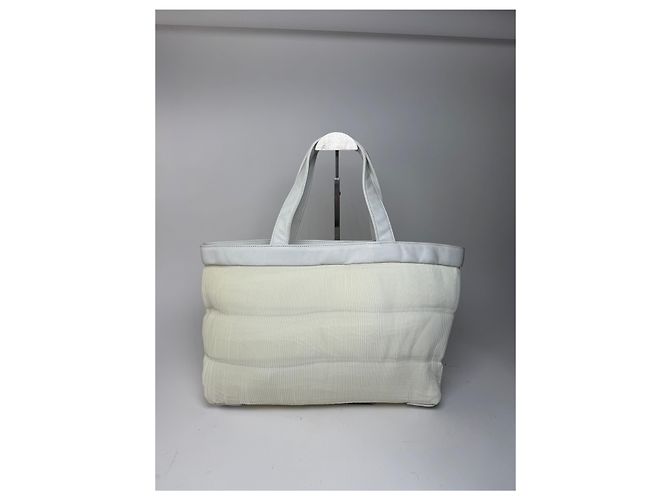 Vintage Issey Miyake Plissee Ledertasche weiß - Ansicht 5