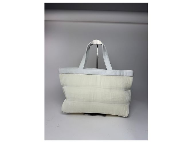 Vintage Issey Miyake Plissee Ledertasche weiß - Ansicht 6